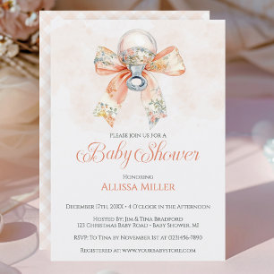Coquette Rosa Schleife Gingham Mädchen Baby Shower Einladung