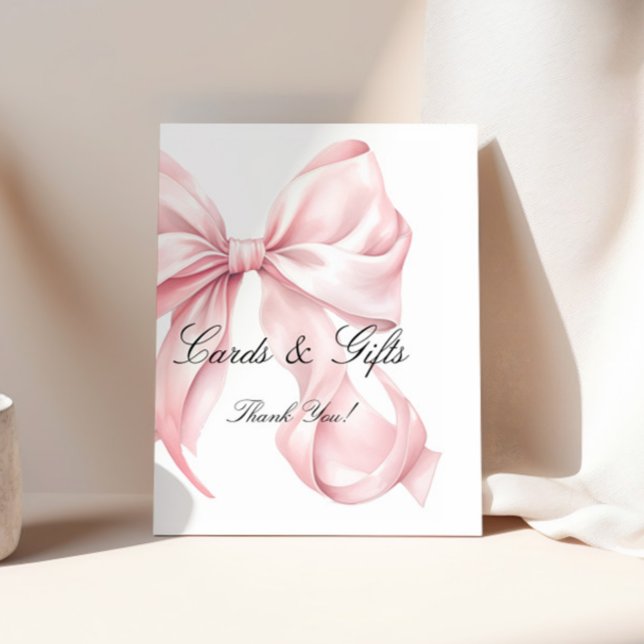 Coquette Rosa Schleife Karten und Geschenke Schild (Von Creator hochgeladen)