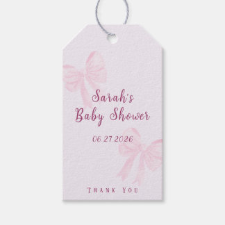 Coquette-Rosa-Schleifen-Baby-Shower-Mitgebsel Geschenkanhänger