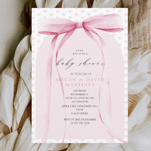 Coquette Rosa Schleifen Mädchen Baby Shower Einladung