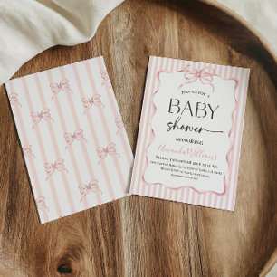 Coquette Rosa Schleifen Streifen Mädchen Baby-Part Einladung