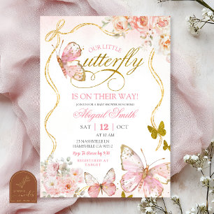 Coquette Rosa Schmetterling Baby Shower Einladung