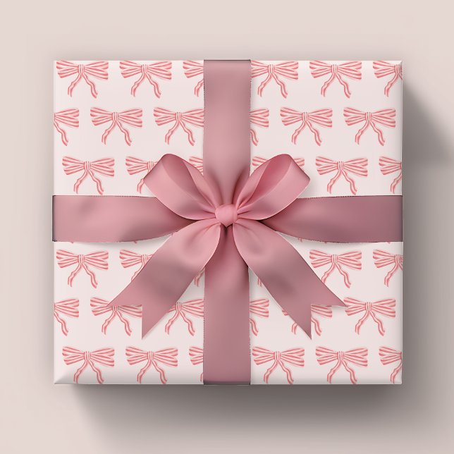 Coquette Rosa und rot gestreifte Bogen Geschenkpapier Set (Coquette pink striped bows wrapping paper sheets. Matching range available.)