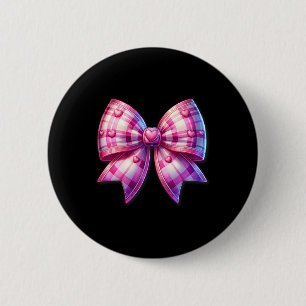 Coquette Rosa und Weiß Bow Karierte Valentine Bow Button