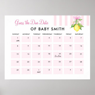 Coquette Rosa Zitronen Baby Shower Terminposter Poster