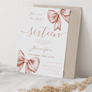 Coquette Rose Gold Bow Sweet 16 Geburtstag Einladung