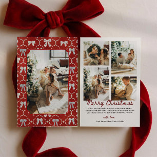 Coquette Rote Schleifen Multi-Foto-Weihnachten Feiertagskarte