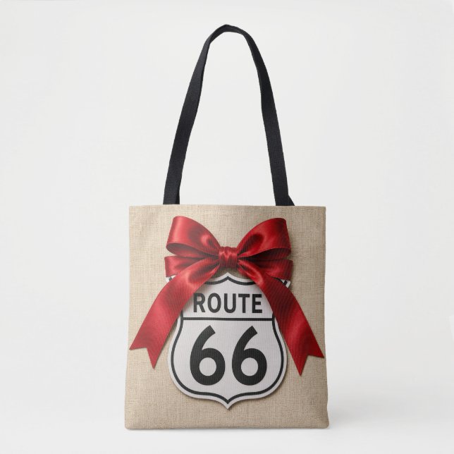 Coquette Route 66 Rote Satin-Schleife Faux-Linon (Vorderseite)