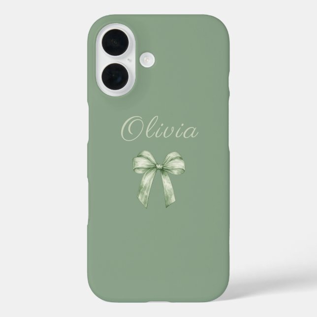 Coquette Sage Green Bow Initial Case-Mate iPhone Hülle (Rückseite)