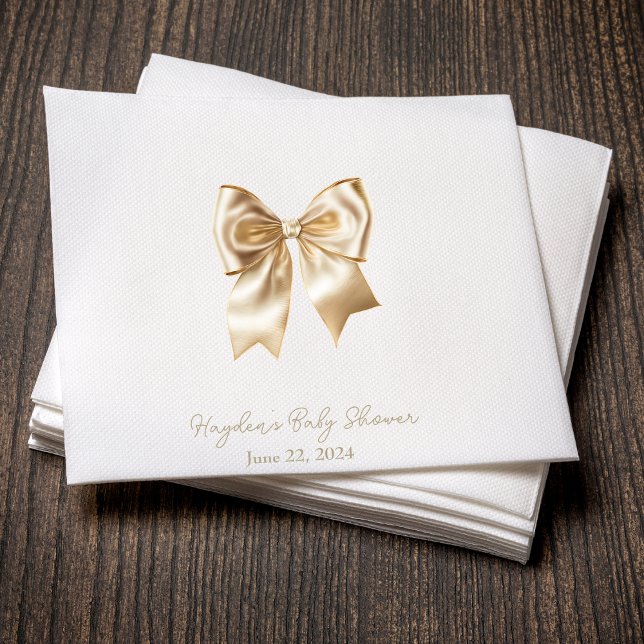 Coquette Satin Cream Bow Personalisiert Napkin Serviette (Von Creator hochgeladen)
