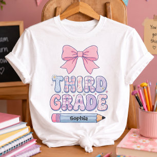 Coquette-Schleife Pastell Dritte-Klasse-Mädchen In T-Shirt