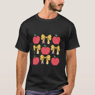 Coquette School Red Apple Pencil Bow Girly Teacher T-Shirt