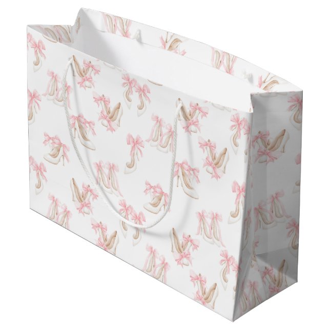 Coquette-Schuhmuster  Große Geschenktüte (Rückseite Schrägansicht)