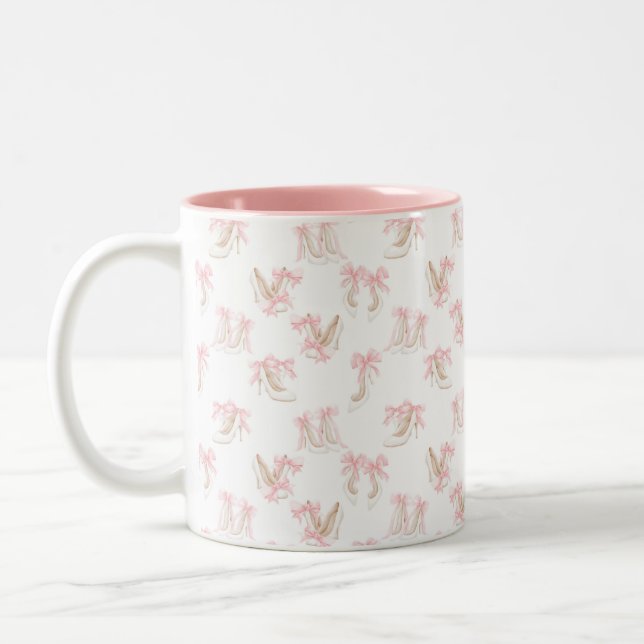 Coquette-Schuhmuster  Zweifarbige Tasse (Links)