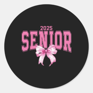 Coquette Senior 2025 Pink Bow Runder Aufkleber