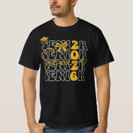 Coquette Senior 2026 Golden Bow Graduation Boy  T-Shirt