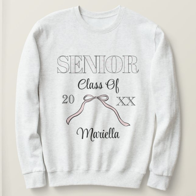 Coquette Senior Year Personalized Pink Bow  Sweatshirt (Design vorne)