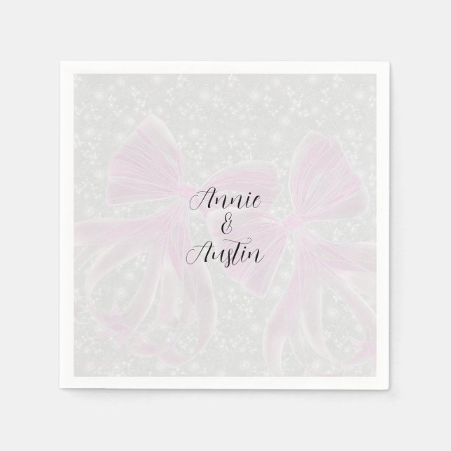  Coquette Sheer Pink Bögen- Quadratisch  Serviette (Vorderseite)