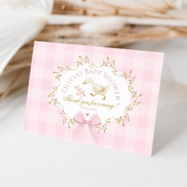 Coquette Silly Goose Pink Gingham Baby Shower Dankeskarte
