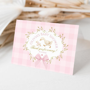 Coquette Silly Goose Rosa Gingham-Baby-Party Dankeskarte