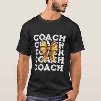 Coquette Softball Coach Matching Family Bow T-Shirt