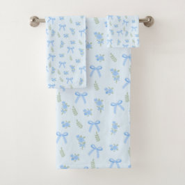 Coquette Sommer Hellblaue Schleifen und Rosen Flor Badhandtuch Set