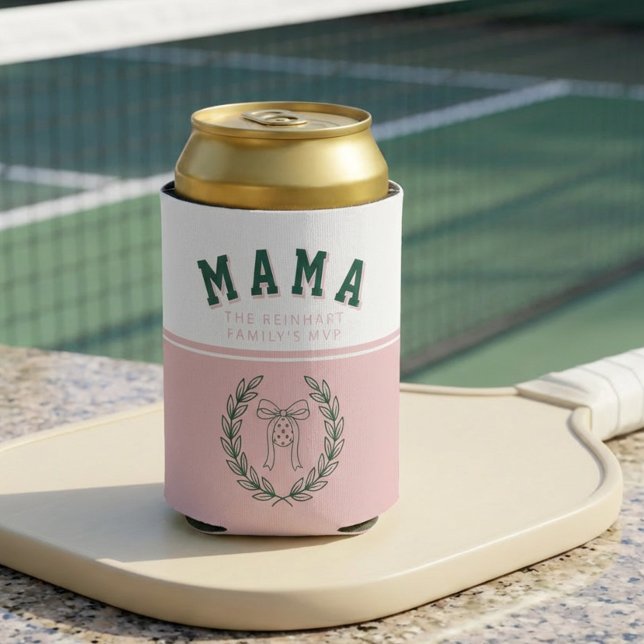 Coquette Sport Pickleball Mama MVP Family Name Dosenkühler (Family's MVP varsity coquette sport style can cooler with pickleball theme by Darling & May)