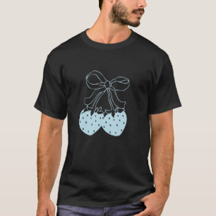 Coquette Strawberries Blue Bow Girly Ästhetik T-Shirt