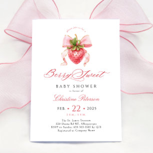 Coquette Strawberry Baby Dusche Einladung