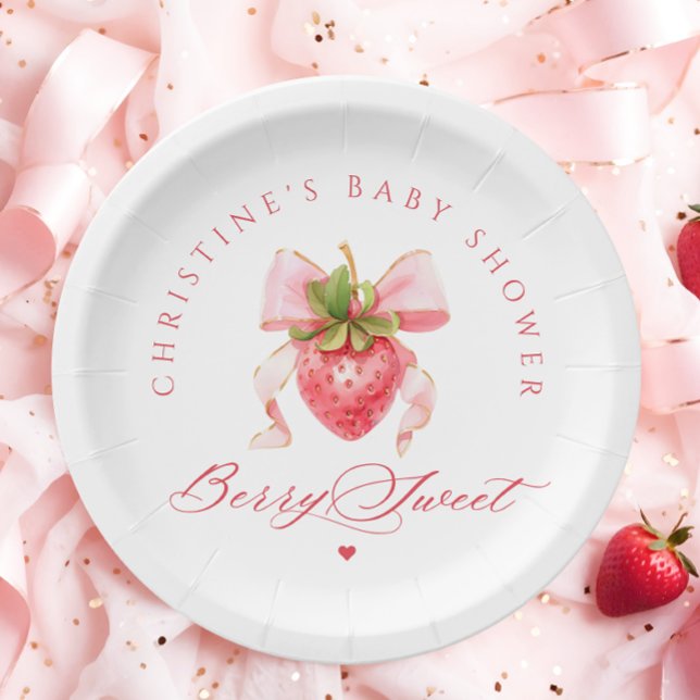 Coquette Strawberry Babydusche Pappteller (Von Creator hochgeladen)