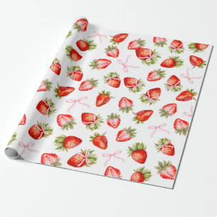 Coquette Strawberry Bow Geschenkpapier