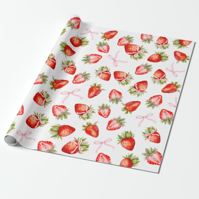 Coquette Strawberry Bow Geschenkpapier (Ungerollt)