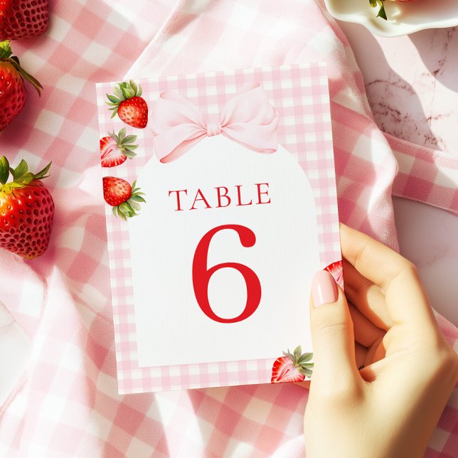 Coquette Strawberry Table Numbers Einladung (Von Creator hochgeladen)