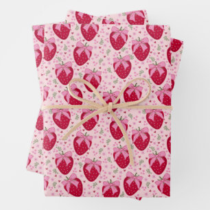 Coquette Strawberry Valentine Geschenkpapier Set