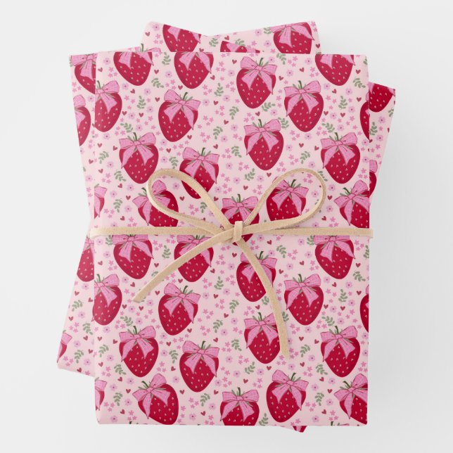 Coquette Strawberry Valentine Geschenkpapier Set (Beispiel)