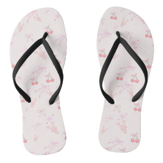 Coquette Style Flip-Flops with Bunnies & Cherries  Flip Flops