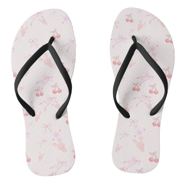 Coquette Style Flip-Flops with Bunnies & Cherries  Flip Flops (Fußbett)