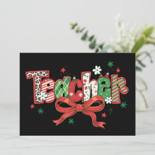 Coquette Teacher Christmas Crayon Frohe Weihnachte Feiertagskarte