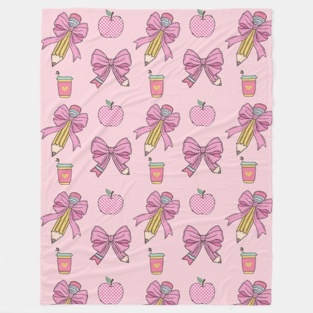 Coquette Teacher Pencil Bows Fleece Blanket Gesche (Vorderseite)