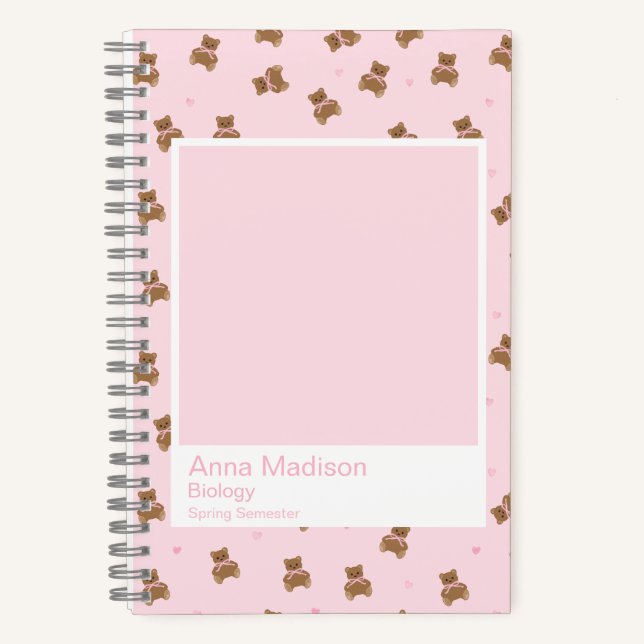 Coquette Teddy Bears Aesthetic Notebook Notizbuch (Vorderseite)