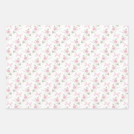 Coquette Toile De Jouy Pink Bow Geschenkpapier Set