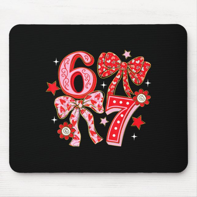 Coquette Valentine 67 Six Seven Bow Valentines 6 7 Mousepad (Vorne)