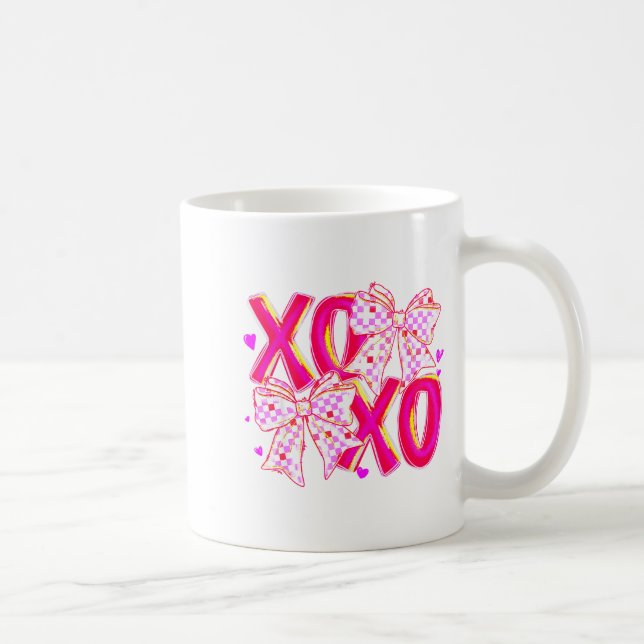 Coquette Valentine Xoxo Funny Valentine Bow Hearts Kaffeetasse (Rechts)