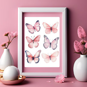 Coquette Wall Art Light Pink Butterfly Poster