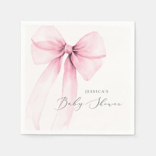 Coquette Wasserfarbe Pink Bow Baby Dusche Napkins Serviette