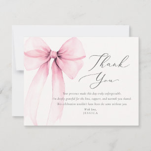 Coquette Watercolor Pink Bow Danke Karte