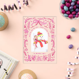 Coquette Weihnachten Rosa Rot Schleife Familie Fot Acryleinladungen