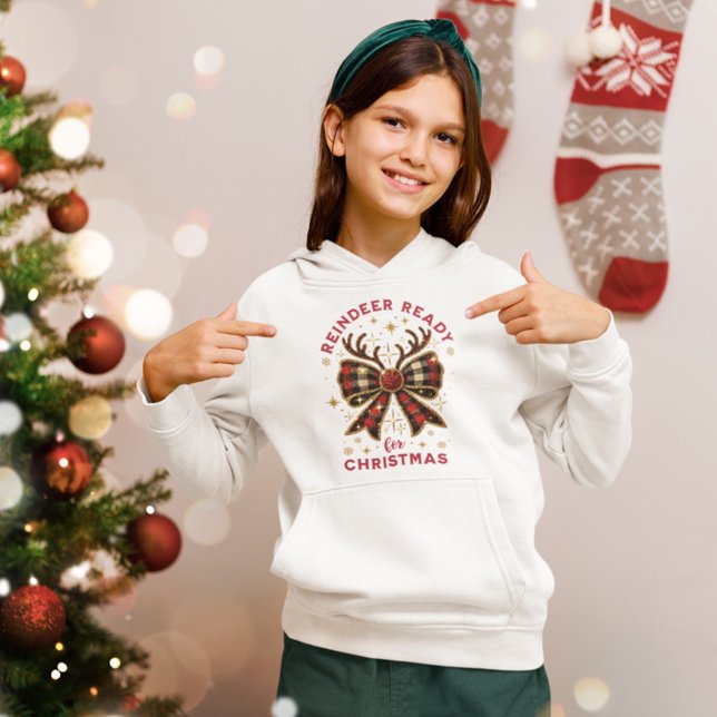 Coquette Weihnachts Kariert Reindeer Ready Bow Hoodie (Von Creator hochgeladen)