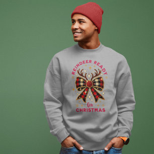 Coquette Weihnachts Kariert Reindeer Ready Bow Sweatshirt