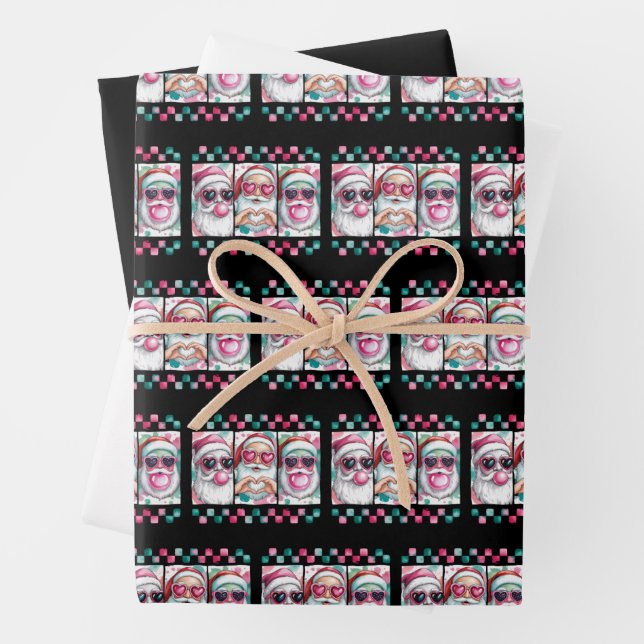 Coquette Weihnachts Weihnachts-Bow Retro Preppy Xm Geschenkpapier Set (Beispiel)